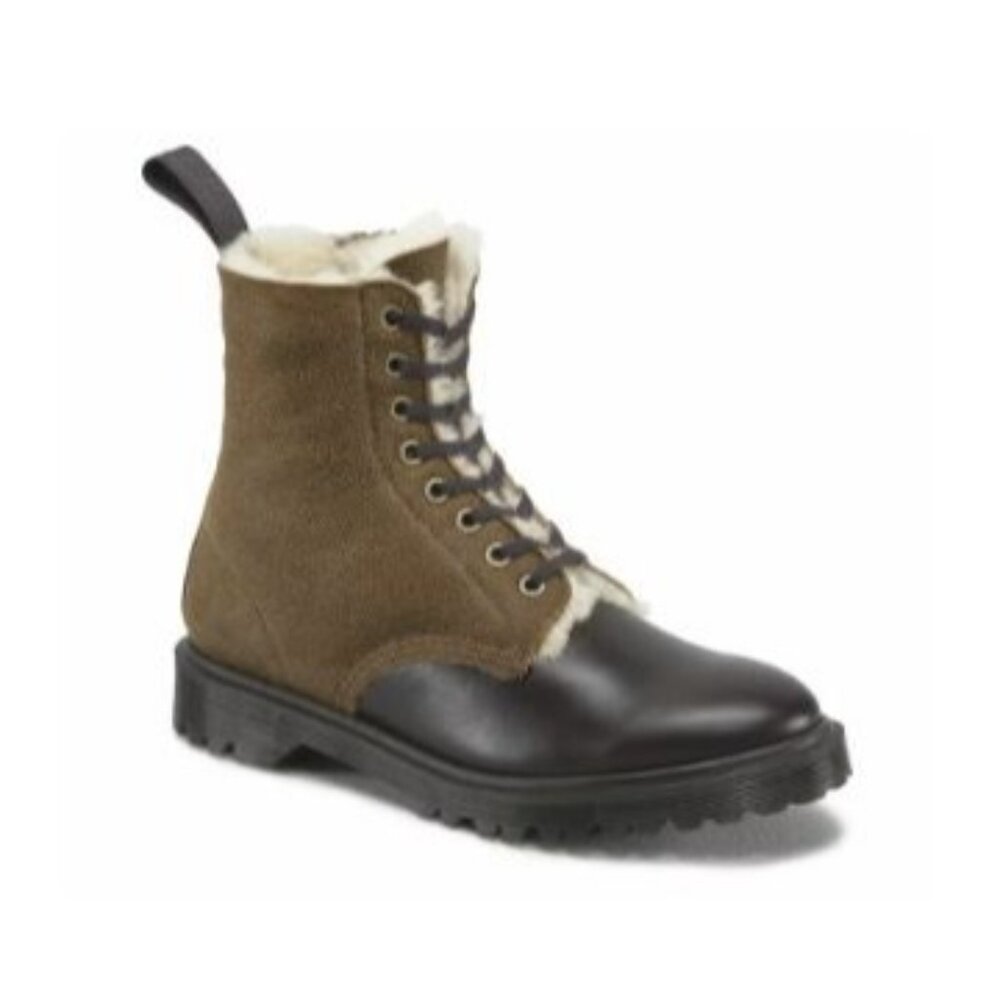 Dr. Martens Boots Size 8 8 Eye 1460 Jay Shearling Lined Cream Brown Black Toe